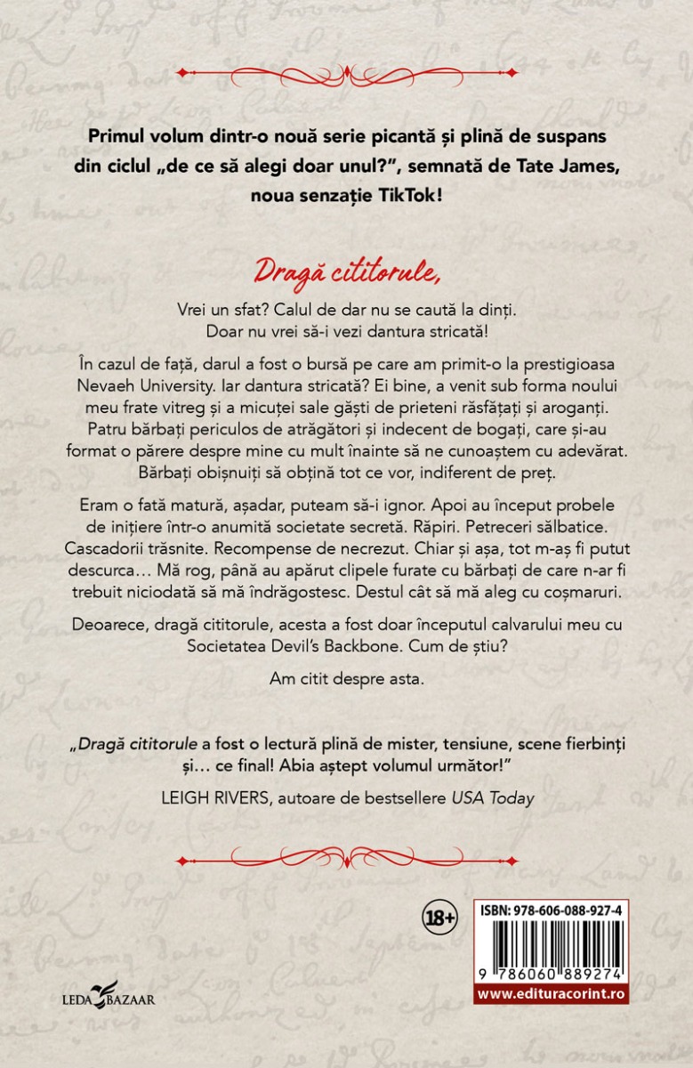 Dragă cititorule (prima carte din seria „Devil’s Backbone”) - 2 | YEO