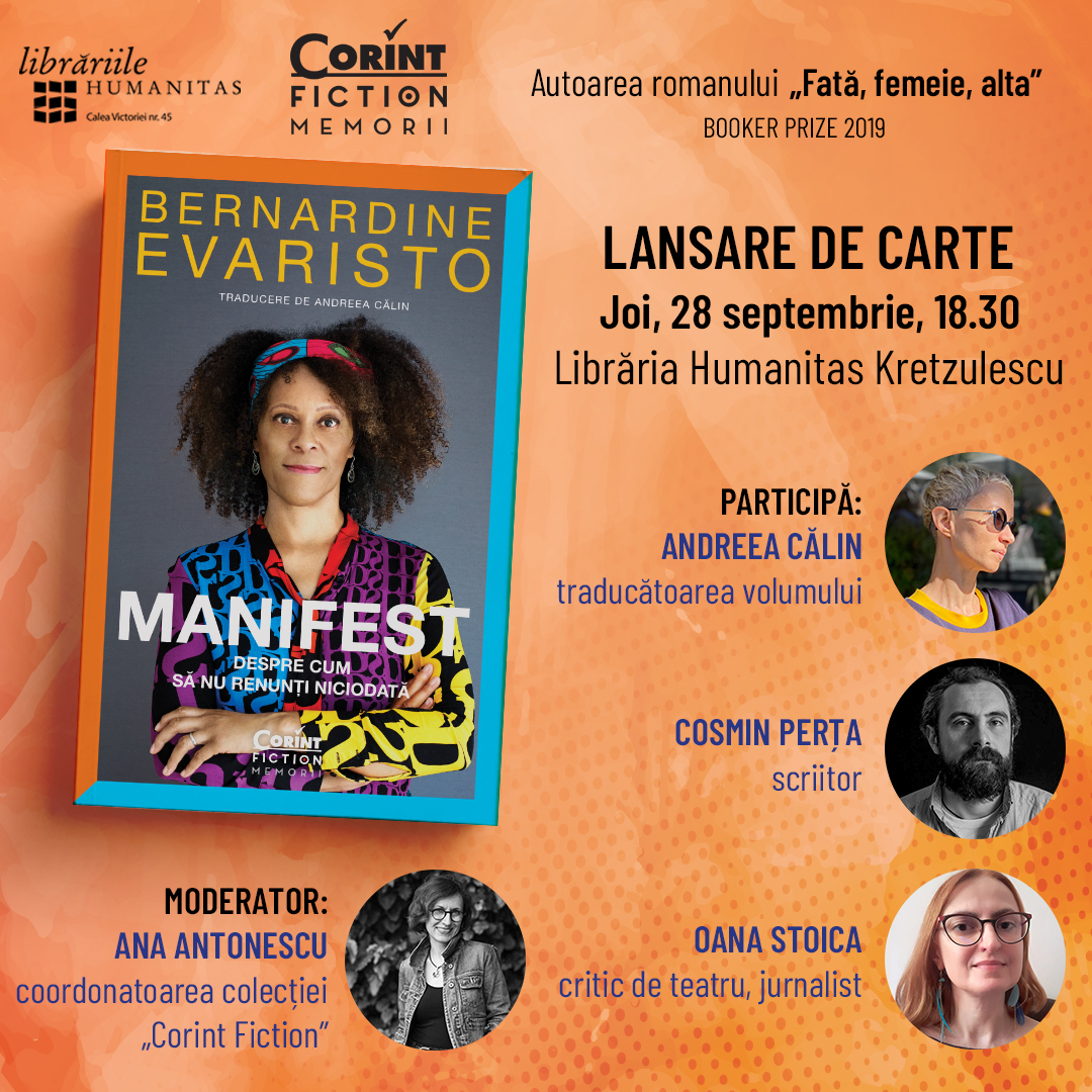 Lansare de carte la București: Manifest. Despre cum să nu renunți niciodată, de Bernardine Evaristo