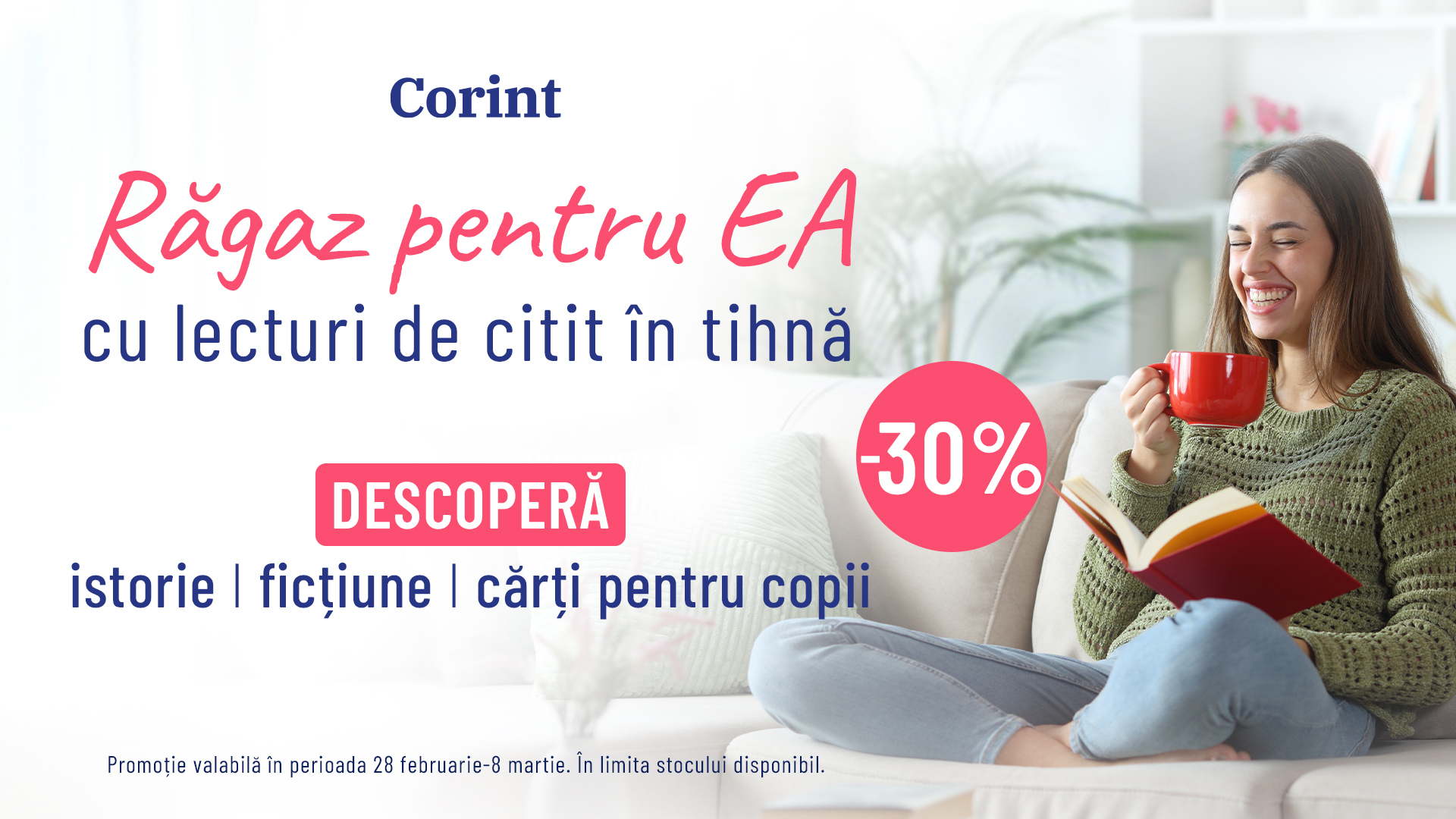 8 Martie: Oferă răgaz de citit și noi aventuri literare 
