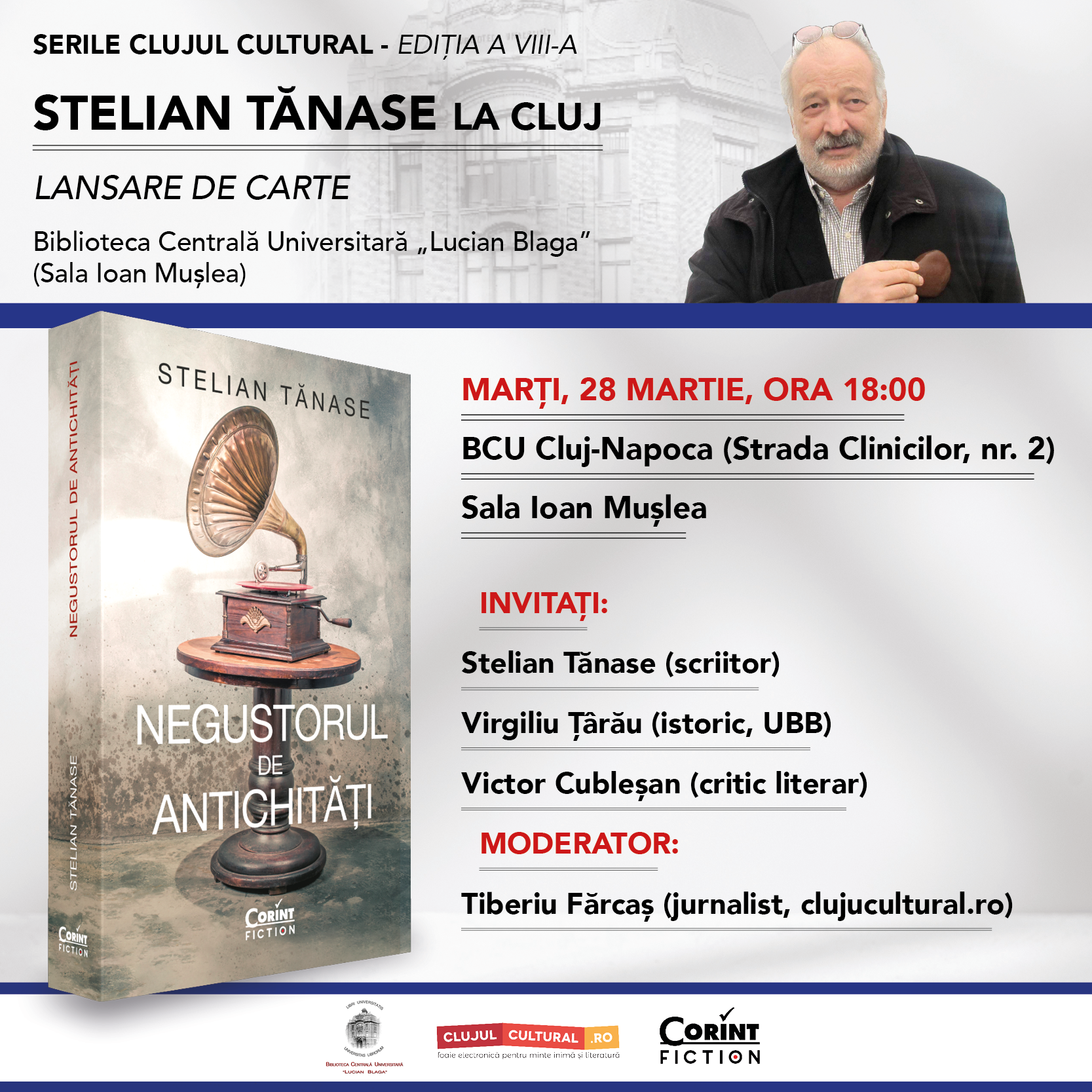 Lansare de carte la Cluj-Napoca: Negustorul de antichități, de Stelian Tănase