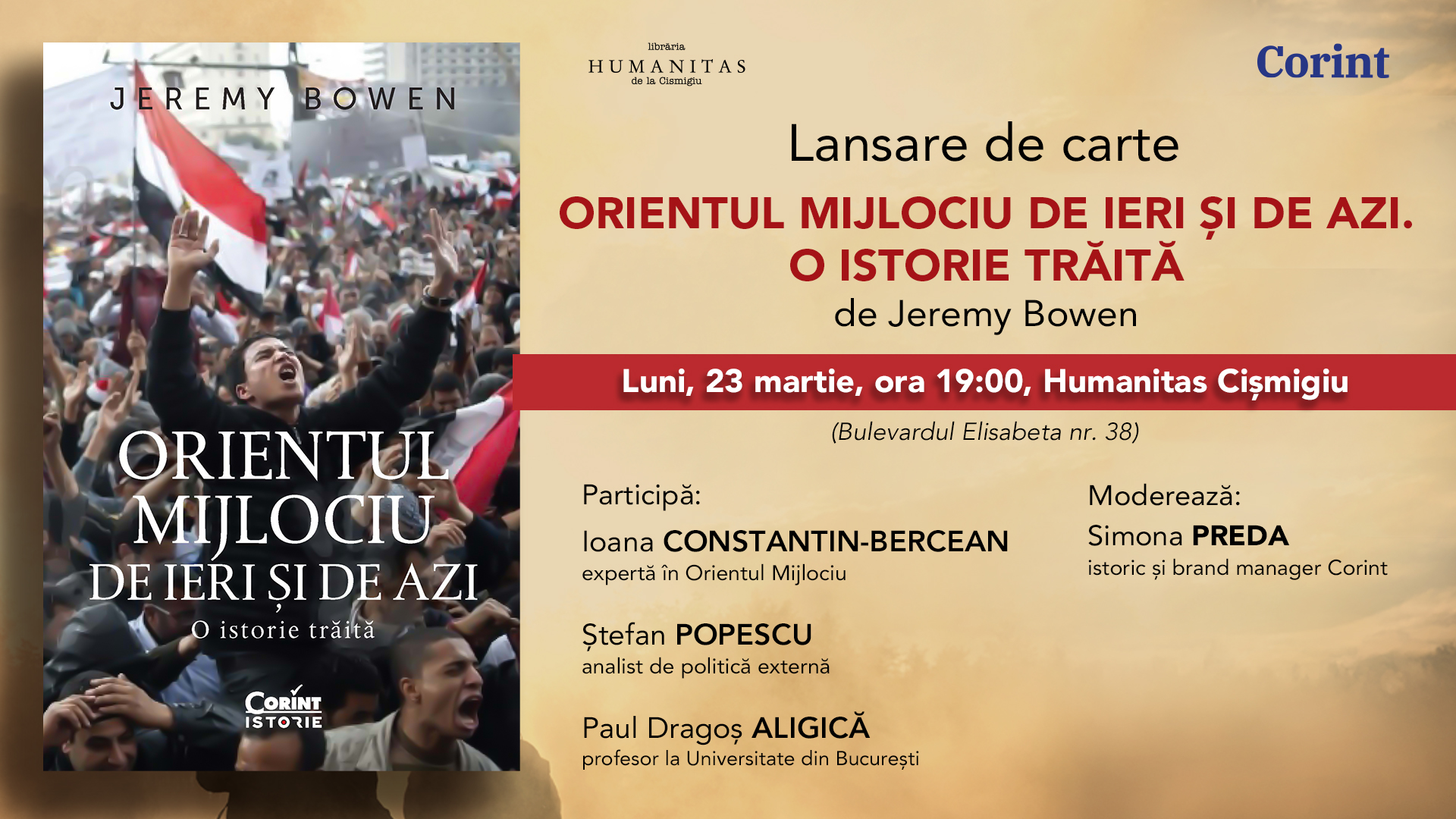 Lansare de carte: Orientul Mijlociu de ieri și de azi. O istorie trăită de Jeremy Bowen