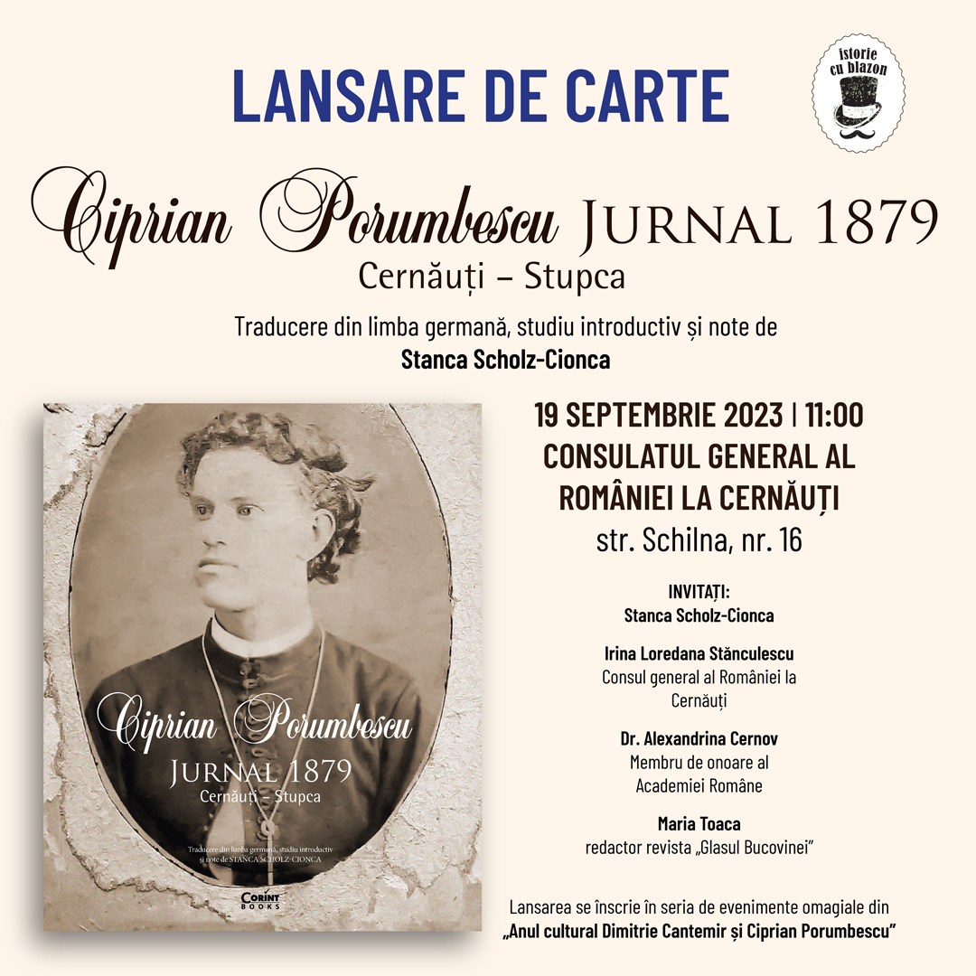 Lansare de carte la Cernăuţi: Ciprian Porumbescu - Jurnal 1879. Cernăuţi – Stupca
